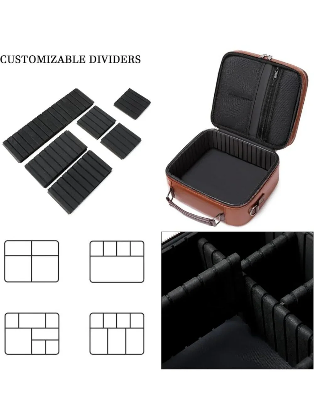 Large Waterproof Electronics Travel Organizer Bag - Adjustable Dividers, Double